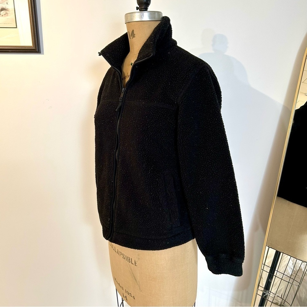GAP Women’s Black Teddy Fleece Zip Up Jacket Sz S - Picture 7 of 13